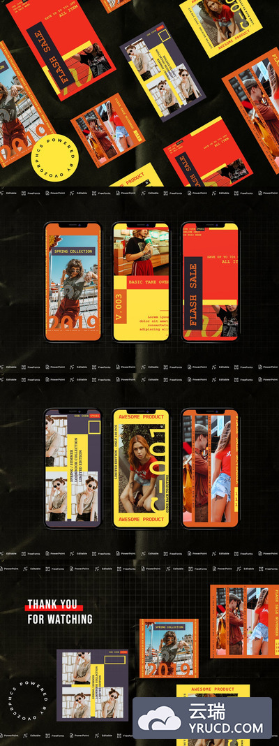 热情风格微信等社交媒体传播专用手机版PPT模板下载 [PPTX]