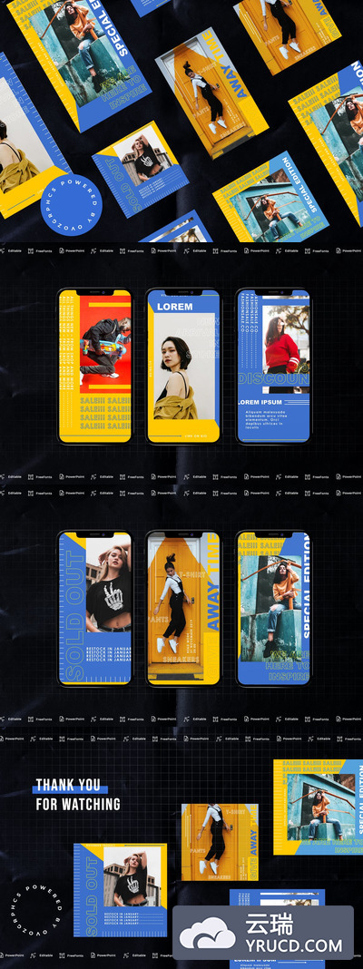 前卫风格微信等社交媒体传播专用手机版PPT模板下载 [PPTX]