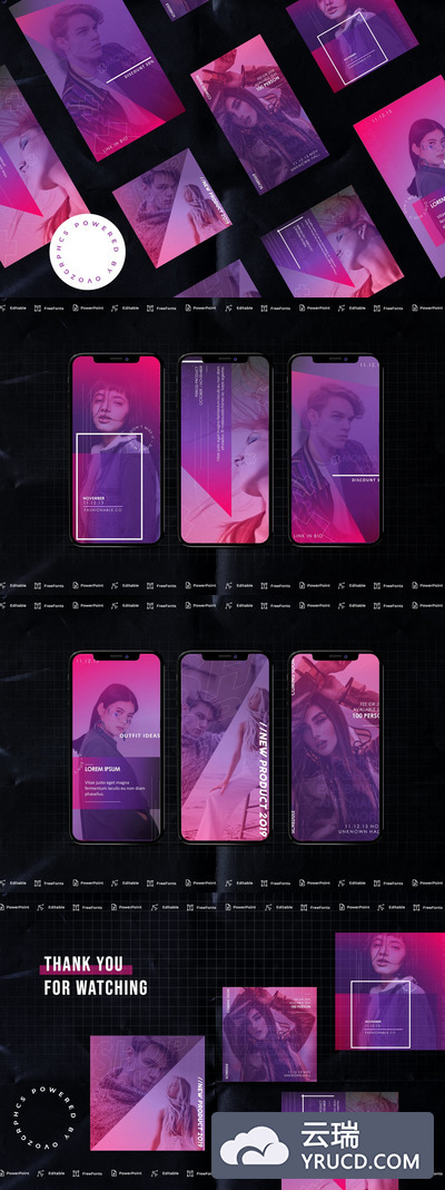 时尚神秘风格微信等社交媒体传播专用手机版PPT模板下载 [PPTX]