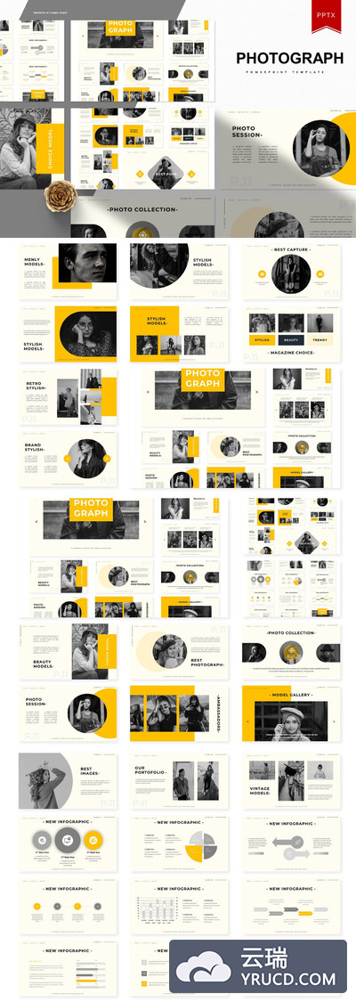 时尚高端多用途的高品质简约powerpoint幻灯片演示模板（pptx）