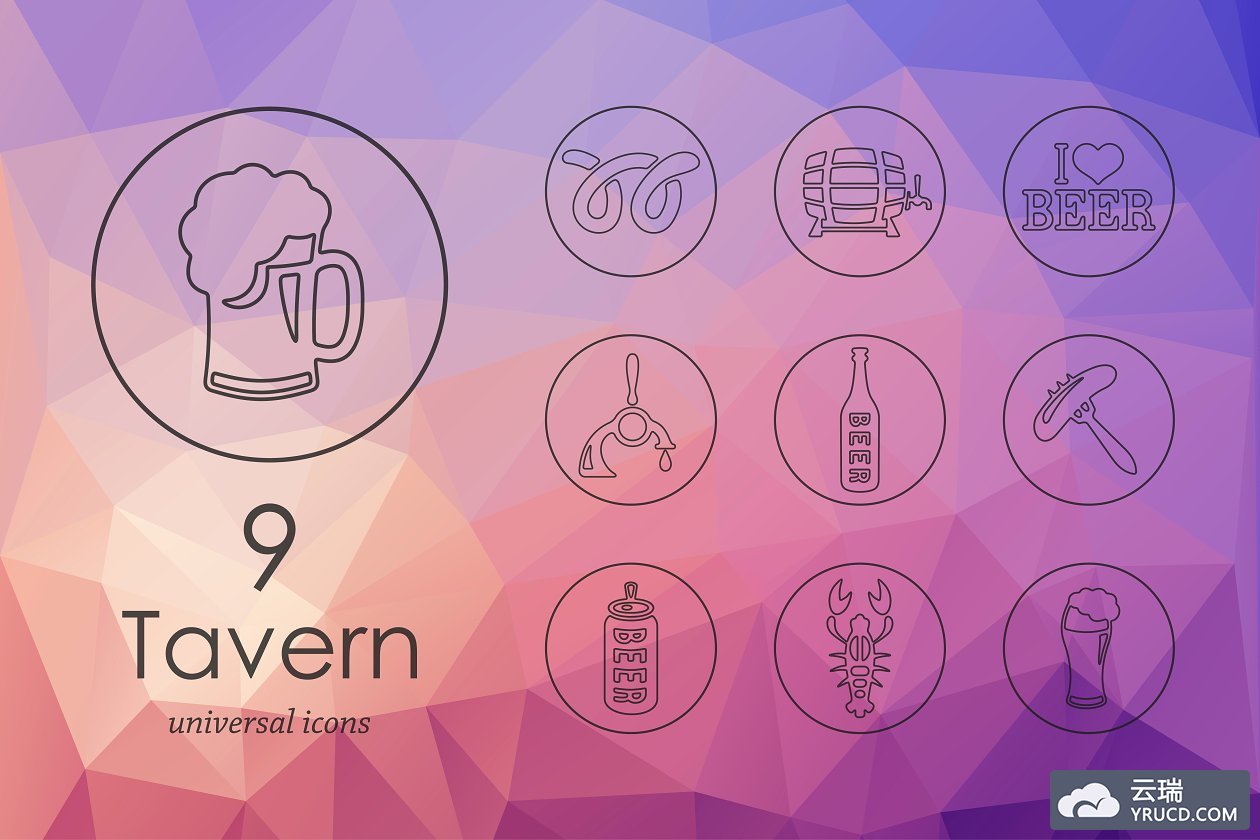 小酒馆图标素材 Tavern line icons