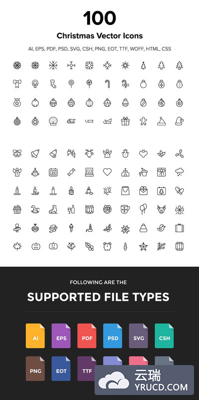 圣诞节元素图标 100 Merry Christmas Icons