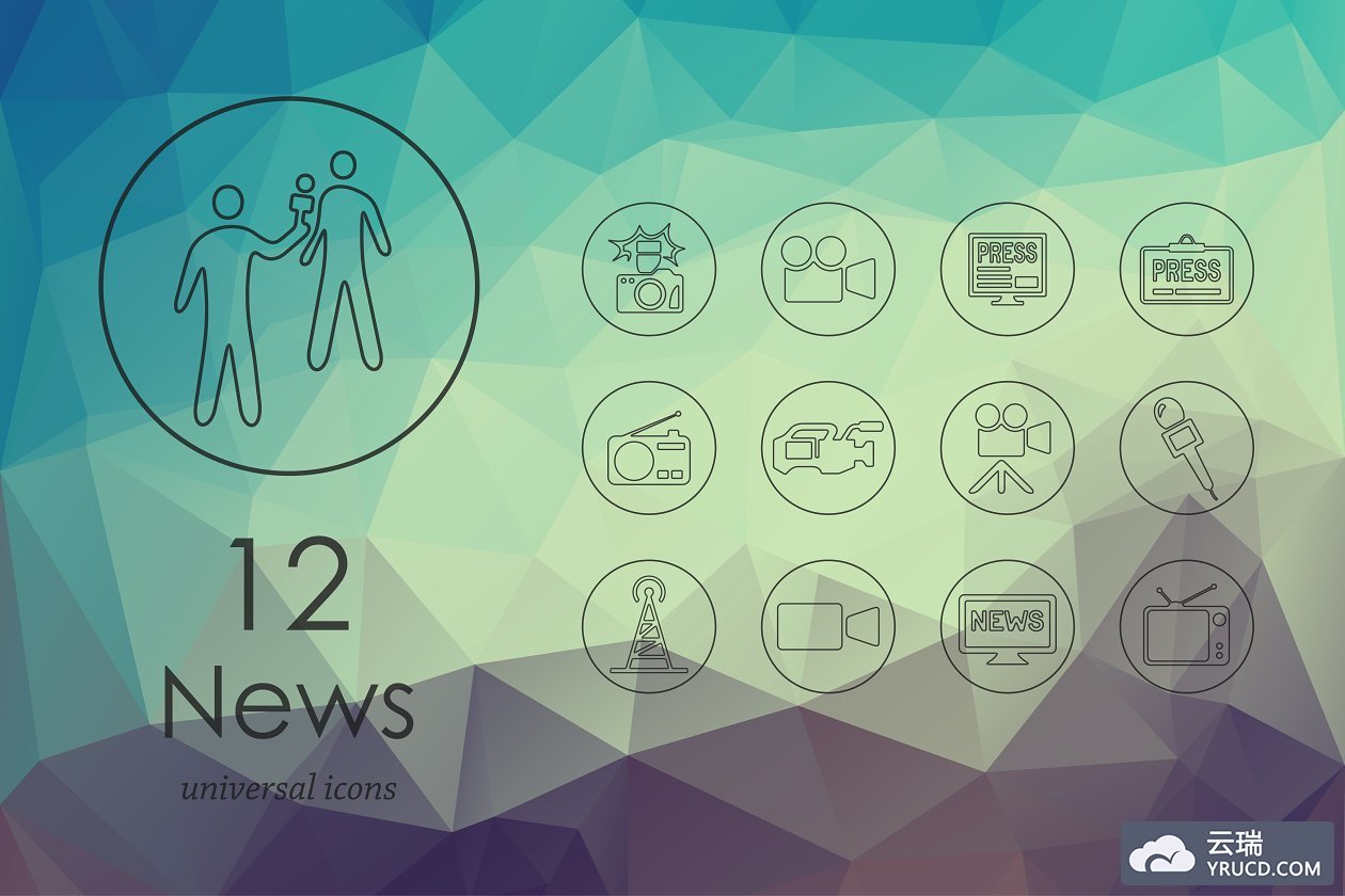 新闻图标素材 12 news line icons