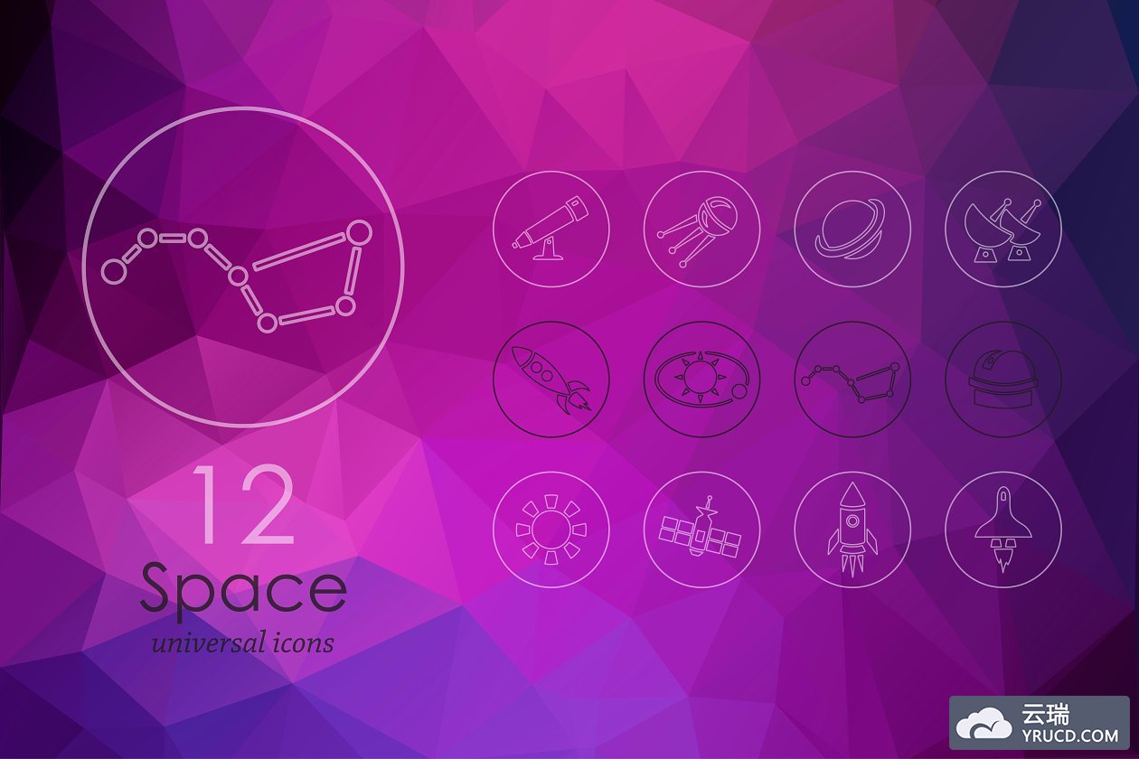 宇宙图标素材 12 space line icons
