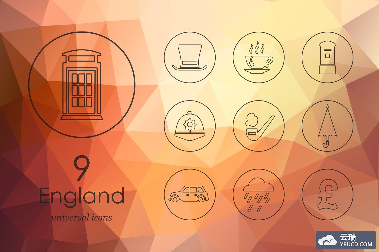 英格兰图标素材 9 England line icons