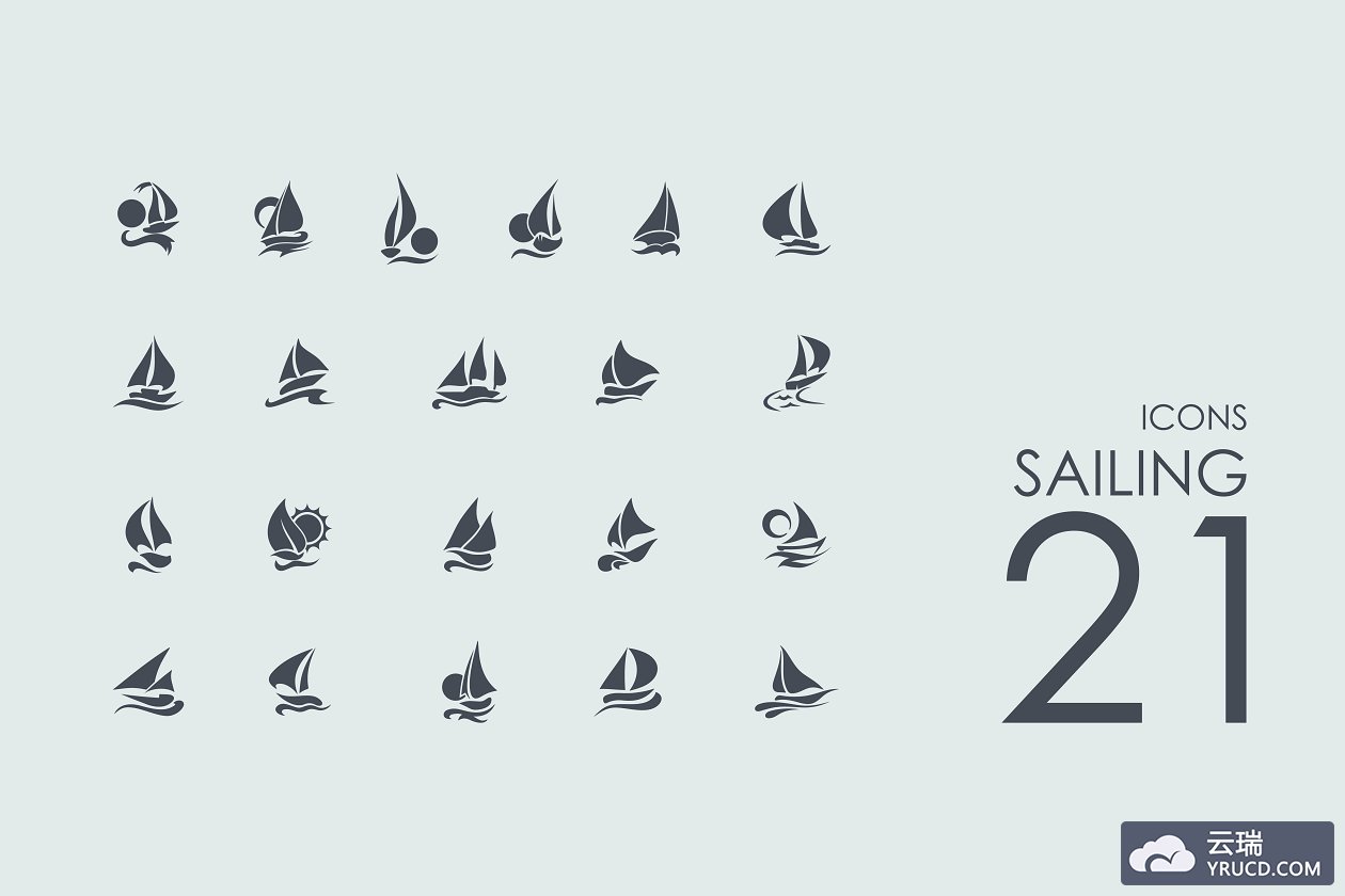 航海帆船图标素材 21 Sailing icons
