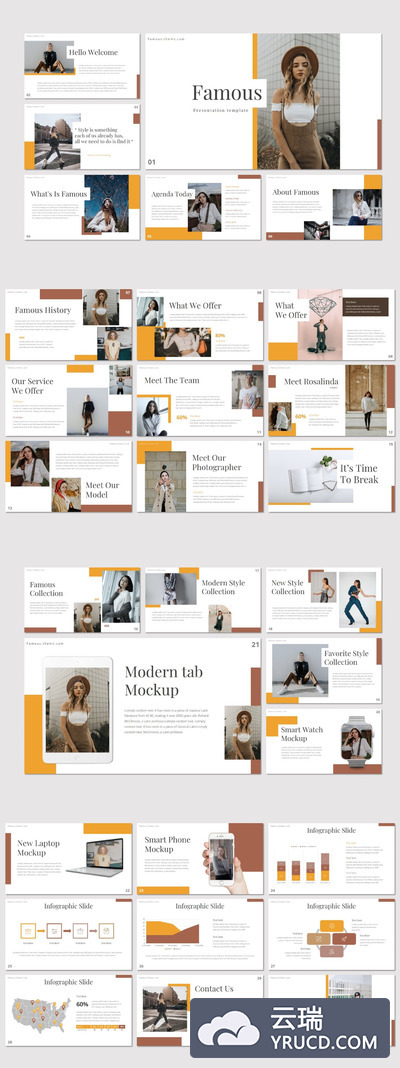 明星介绍的时尚PPT模板下载[PPTX,Key]