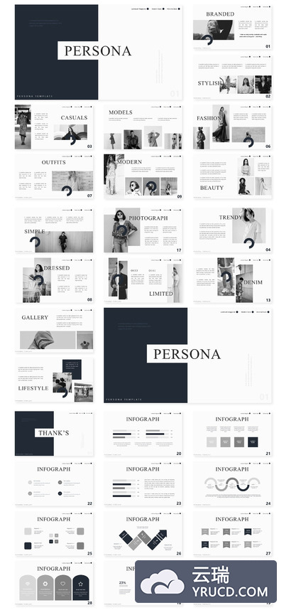 个性黑白PPT模板下载[PPTX]