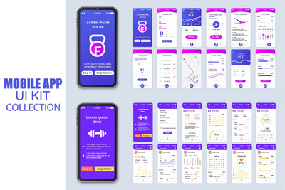 健身移动应用程序用户界面套件屏幕APP UI KITS大集合