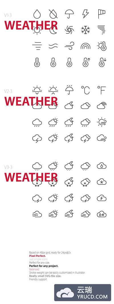天气图标素材 60 Weather UI icons