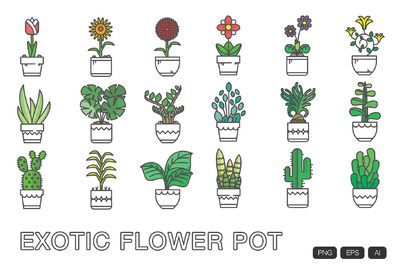 小花盆栽图标 18 Flower Pot