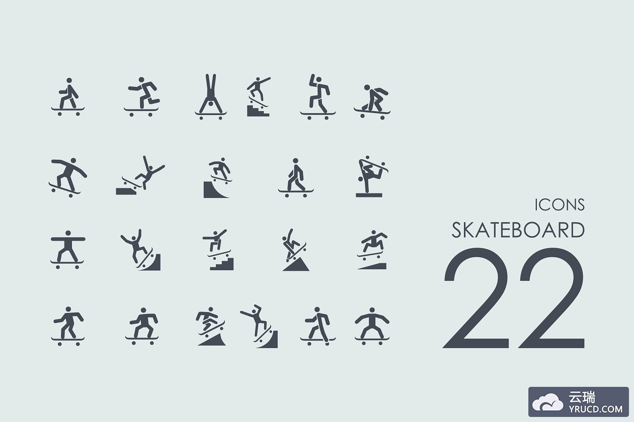 溜冰图标素材 22 Skateboard icons