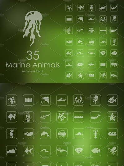 海洋动物图标素材 35 MARINE ANIMALS icons