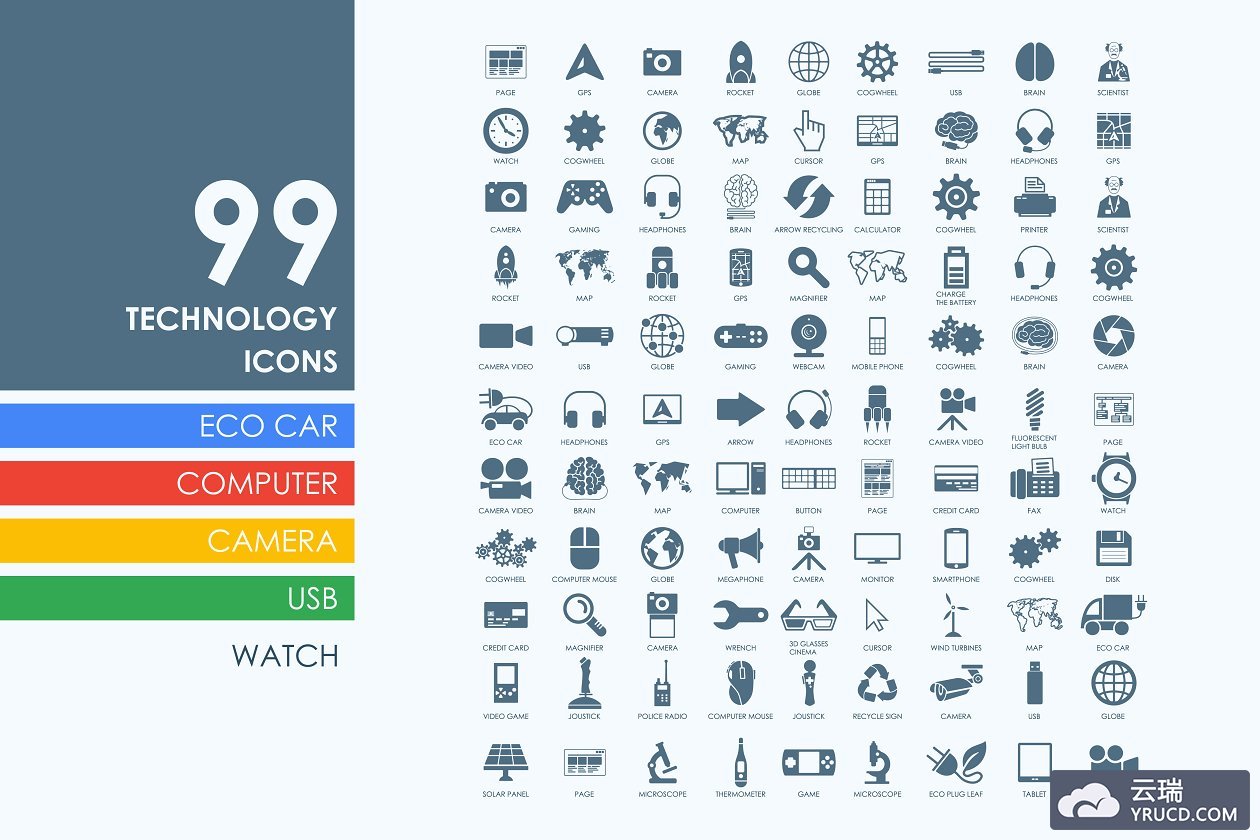 科技矢量图标 99 technology icons