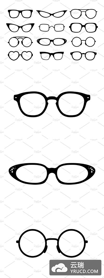 各种类型的眼镜图标 13 pairs of vector eyeglasses