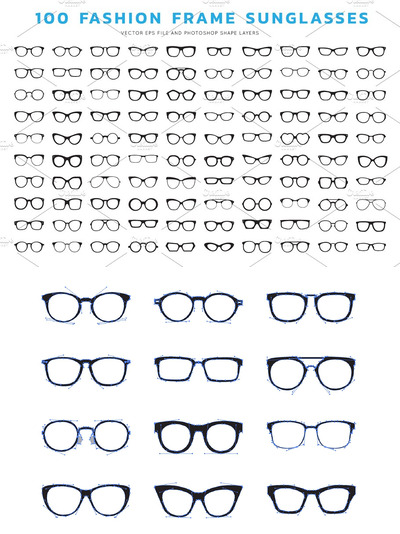 眼镜图标素材 Eyeglasses Frames ( Vector & PSD)