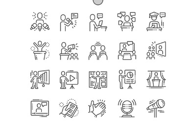 公共演讲图标素材 Public Speech Line Icons