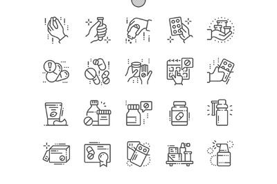 医疗药物图标素材 Medicine Line Icons