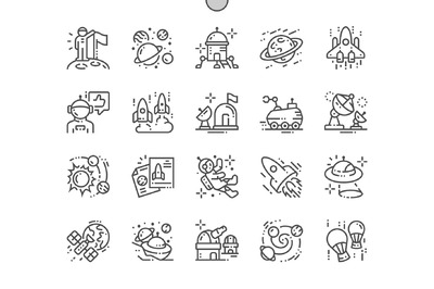 空间探测图标素材 Space exploration Line Icons