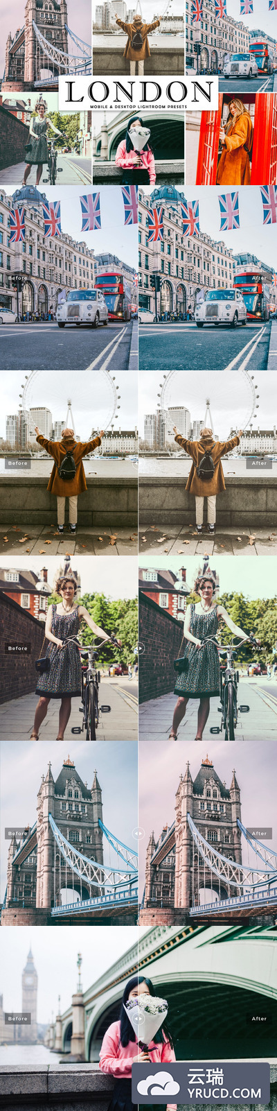 时尚高端优雅质感的伦敦lightroom预设动作