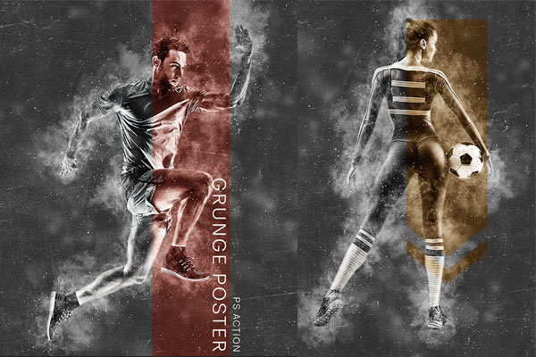 粗糙Grunge风格体育海报照片处理ps动作下载