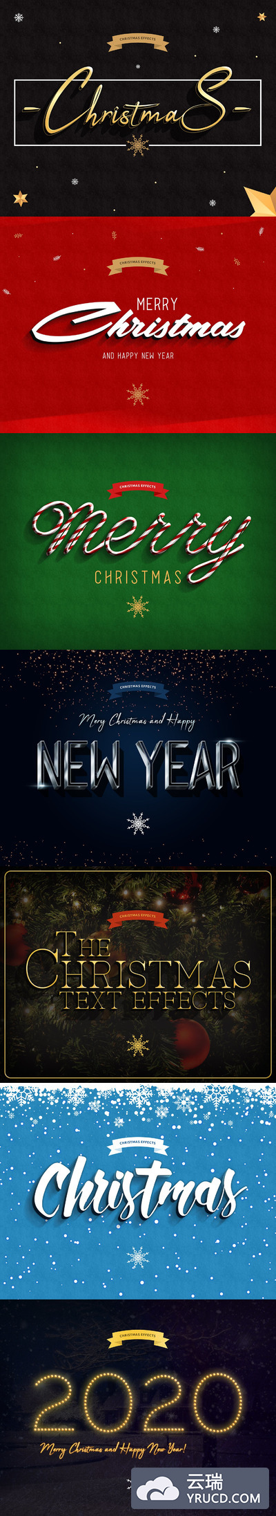 圣诞节广告海报立体字体PS特效图层样式素材下载[PSD]