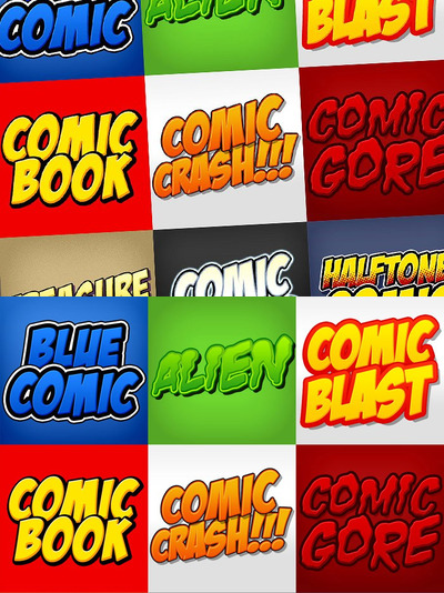 漫画效果字体图层样式 Comic Book Photoshop Styles Pack