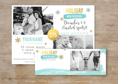 冬季假期家庭照片模板 Winter Mini Session Template