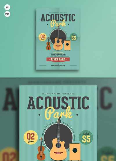 声学音乐海报模板 Acoustic Music Flyer