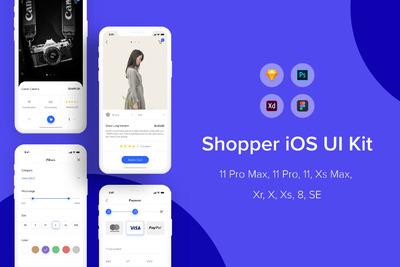 清新的电商APP iOS UI Kit下载[Sketch,fig,XD]