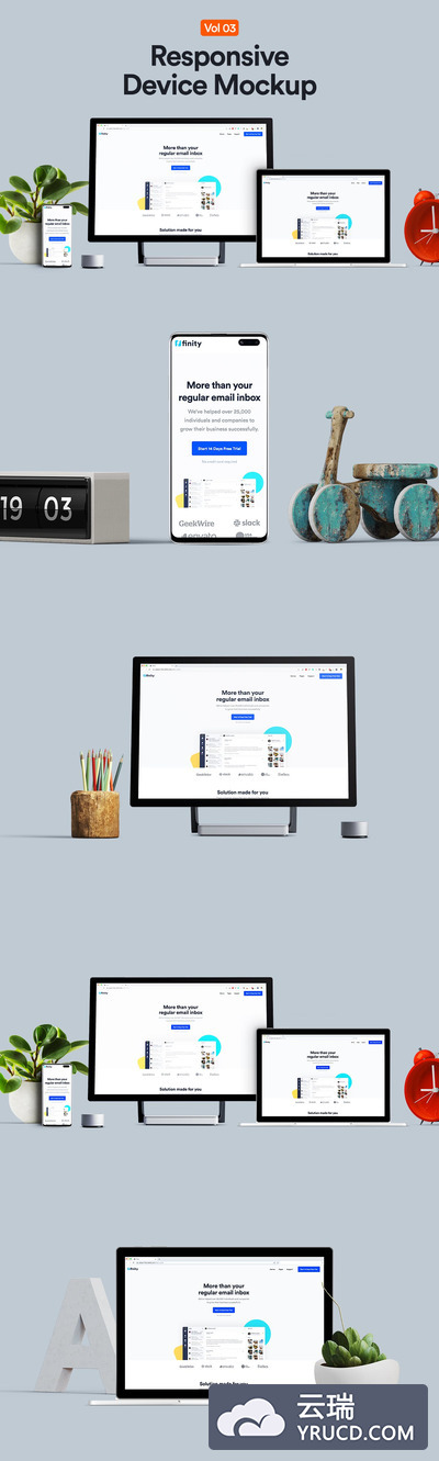 时尚高端响应式Microsoft Surface Studio，Microsoft Surface Book和Samsung Galaxy s10 UI样机展示模型mockups