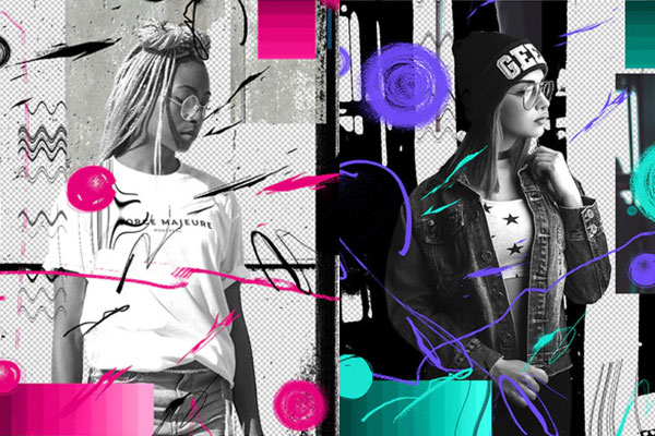 时尚个性海报拼贴画照片处理ps动作