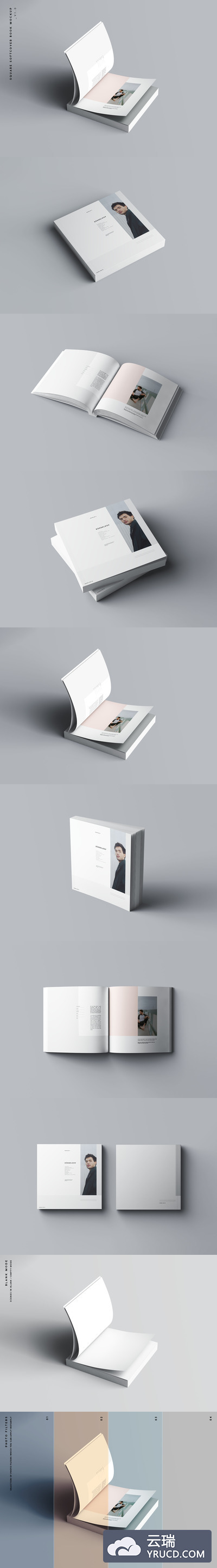 专业的方形超厚软装杂志书籍画册设计展示样机素材下载[PSD]