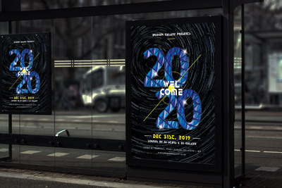 时尚震撼的高品质绚丽高端2020新年海报设计模板