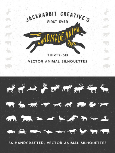 手绘动物剪影插画 Handmade Animal Silhouette Pack