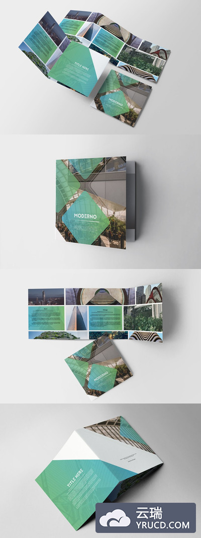 多图方形画册模板下载 Moderno Square Trifold