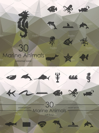 海洋动物图标素材 marine animals icons