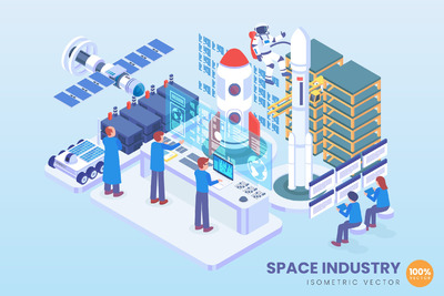 2.5D太空工业概念插画素材下载[Ai]