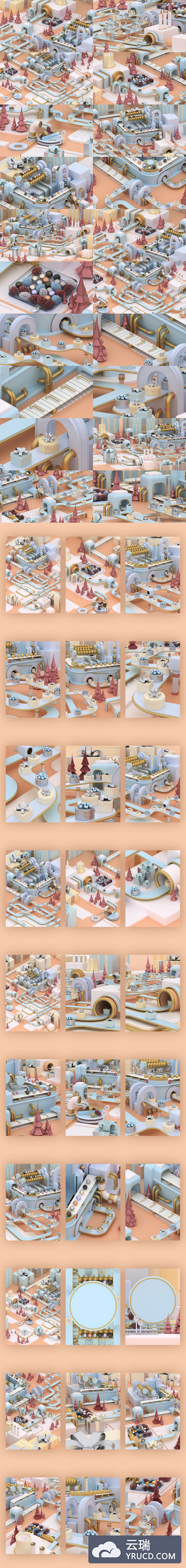 免费：3D圣诞节创意工厂立体素材下载[PNG]