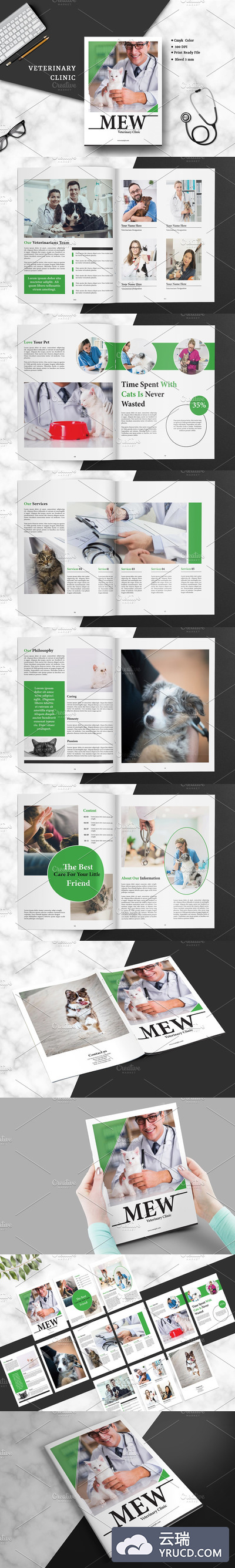 兽医诊所/宠物店手册设计模板