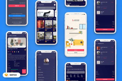 家居家具APP UI套件深色版本（SKETCH）