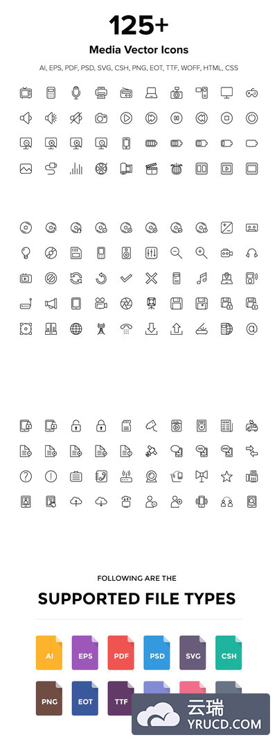 媒体图标素材 125+ Media Icons