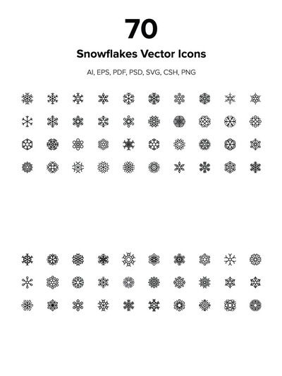 雪花矢量图标 70 Snowflakes Vector Icons