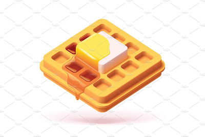 华夫饼插画 Vector waffle with maple syrup