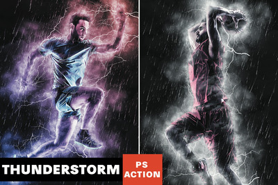 人物闪电风暴特效 Photoshop 动作文件下载[Atn]