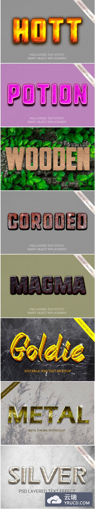 10种不同风格的3D文字效果模板