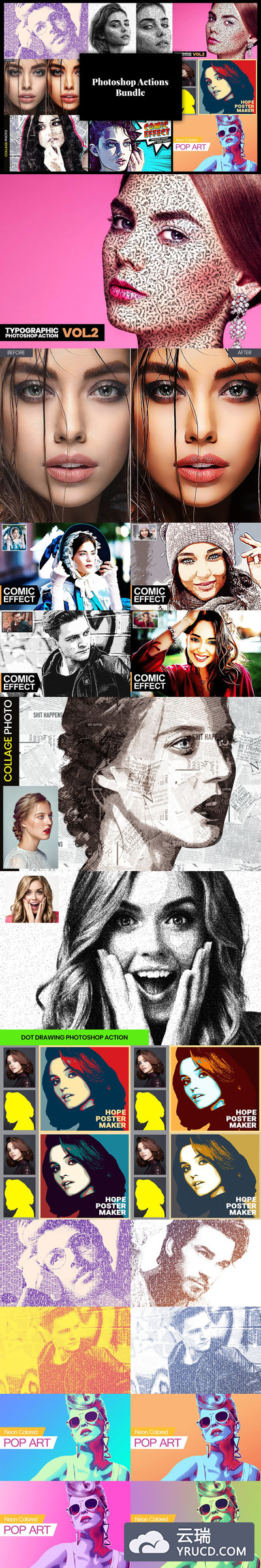 8种不同抽象风格的照片处理ps动作合辑