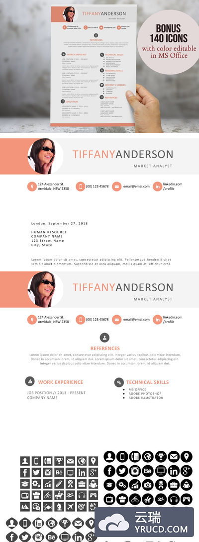 个人简历照片模板 2 in 1 photo resume template