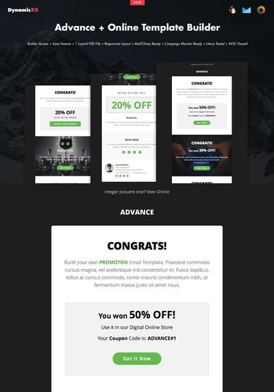 邮件广告模板 Advance + Online Template Builder