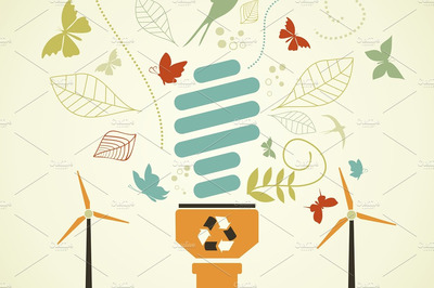 节能灯插画 Energy saving bulb